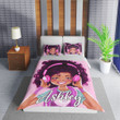 Personalized Black Girl Cute Purple Music Duvet Cover Bedding Set