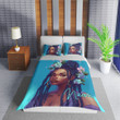 Personalized Black Girl Green Loc Hairstyles Duvet Cover Bedding Set