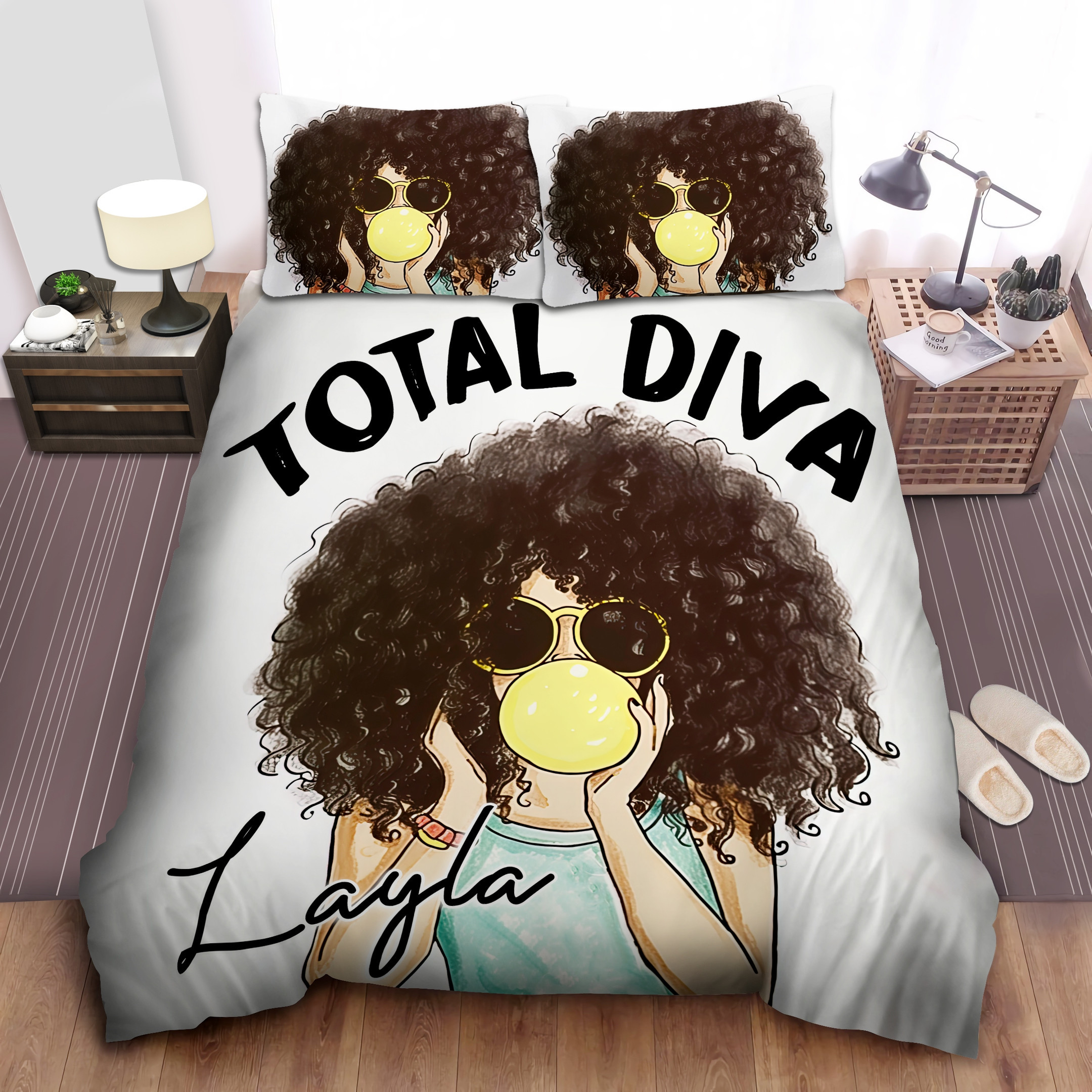 Personalized Black Girl Total Diva Duvet Cover Bedding Set