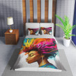 Personalized Black Girl With Colorful Afro Hair Duvet Cover Bedding Set