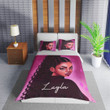 Personalized Black Girl Long Afro Hair Purple Duvet Cover Bedding Set