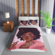 Personalized Happy Black Girl Duvet Cover Bedding Set