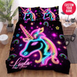 Personalized Unicorn Luminous Custom Name Duvet Cover Bedding Set