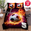 Personalized Soccer Fire Purple Custom Name Duvet Cover Bedding Set