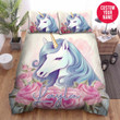 Personalized Unicorn Rose For Unicorn Lover Custom Name Duvet Cover Bedding Set