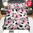Personalized Soccer Flowers Art Custom Name Duvet Cover Bedding Set