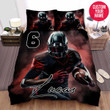 Personalized Football Player Red Smoke Custom Name Duvet Cover Bedding Set