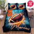 Personalized Football Fire And Water Custom Name Duvet Cover Bedding Set