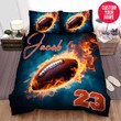 Personalized Football Ball Burning Custom Name Duvet Cover Bedding Set