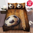 Personalized Soccer Ball Vintage Wood Custom Name Duvet Cover Bedding Set