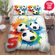 Personalized Soccer Balls Watercolor Custom Name Duvet Cover Bedding Set