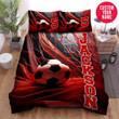 Personalized Soccer Ball In Red Custom Name Duvet Cover Bedding Set