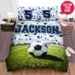 Personalized Soccer Field With Pattern Ball Custom Name Duvet Cover Bedding Set