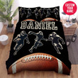 Personalized Football Players Dark Background Custom Name Duvet Cover Bedding Set
