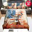 Personalized American Flag And Deer In Forest Custom Name Duvet Cover Bedding Set