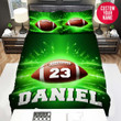 Personalized Football Ball Green Glowing Custom Name Duvet Cover Bedding Set