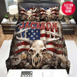Personalized American Flag Deer Antler Custom Name Duvet Cover Bedding Set