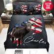 Personalized American Flag And Black Cow Custom Name Duvet Cover Bedding Set