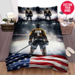 Personalized American Flag Hockey Custom Name Duvet Cover Bedding Set