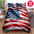 Personalized American Flag Red White Striped Duvet Cover Bedding Set