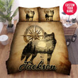 Personalized Wolf With Compass Custom Name Duvet Cover Bedding Set
