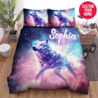 Personalized Wolf In Galaxy Digital Art Custom Name Duvet Cover Bedding Set
