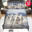 Personalized White Horses Custom Name Duvet Cover Bedding Set