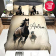 Personalized Black Horse Run In A Sand Custom Name Duvet Cover Bedding Set