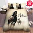 Personalized Black Horse Run In A Sand Custom Name Duvet Cover Bedding Set