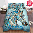 Personalized Tribal Horse Blue Custom Name Duvet Cover Bedding Set