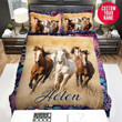 Personalized Wild Horses Running In Dry Grasses Custom Name Duvet Cover Bedding Set
