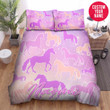 Personalized Amazing Horses In Purple Custom Name Duvet Cover Bedding Set