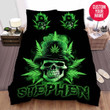Personalized Skull With Marijuana Leaf Custom Name Duvet Cover Bedding Set