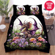 Personalized Floral Skull Dragon Custom Name Duvet Cover Bedding Set
