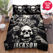 Personalized Screaming Skull With Hand Custom Name Duvet Cover Bedding Set