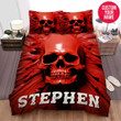 Personalized Red Skull Custom Name Duvet Cover Bedding Set