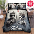 Personalized King And Queen Skull Custom Name Duvet Cover Bedding Set