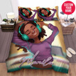 Personalized Happy Black Girl With Music Custom Name Duvet Cover Bedding Set
