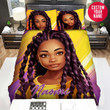 Personalized African Beautiful Black Girl Magic Custom Name Duvet Cover Bedding Set