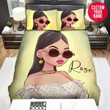 Personalized Black Girl Cool Sunglasses Custom Name Duvet Cover Bedding Set