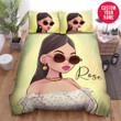 Personalized Black Girl Cool Sunglasses Custom Name Duvet Cover Bedding Set