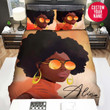 Personalized Black Girl Glow Modern Custom Name Duvet Cover Bedding Set