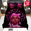 Personalized Afro Black Girl Breast Cancer Awareness Duvet Cover Bedding Set