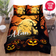 Personalized Pumpkin Ghost Themed Halloween Custom Name Duvet Cover Bedding Set