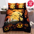 Personalized Pumpkin Ghost Themed Halloween Custom Name Duvet Cover Bedding Set