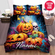 Personalized Halloween Skull And Pumpkins Custom Name Duvet Cover Bedding Set