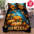 Personalized Halloween Orange Pumpkins Custom Name Duvet Cover Bedding Set