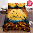 Personalized Halloween Pumpkin In Full Moon Custom Name Duvet Cover Bedding Set