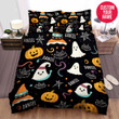 Personalized Halloween Cartoon Pattern Custom Name Duvet Cover Bedding Set