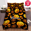 Personalized Halloween Pumpkin Skull Pattern Custom Name Duvet Cover Bedding Set
